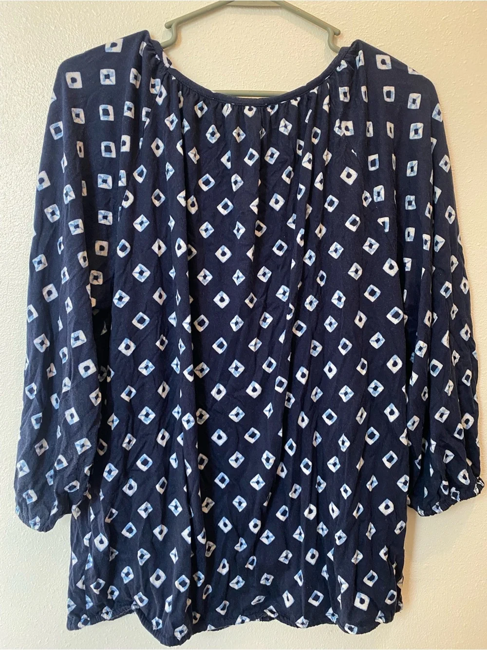 Michael Kors Navy 3/4 Sleeve Geometric Tunic Top size medium